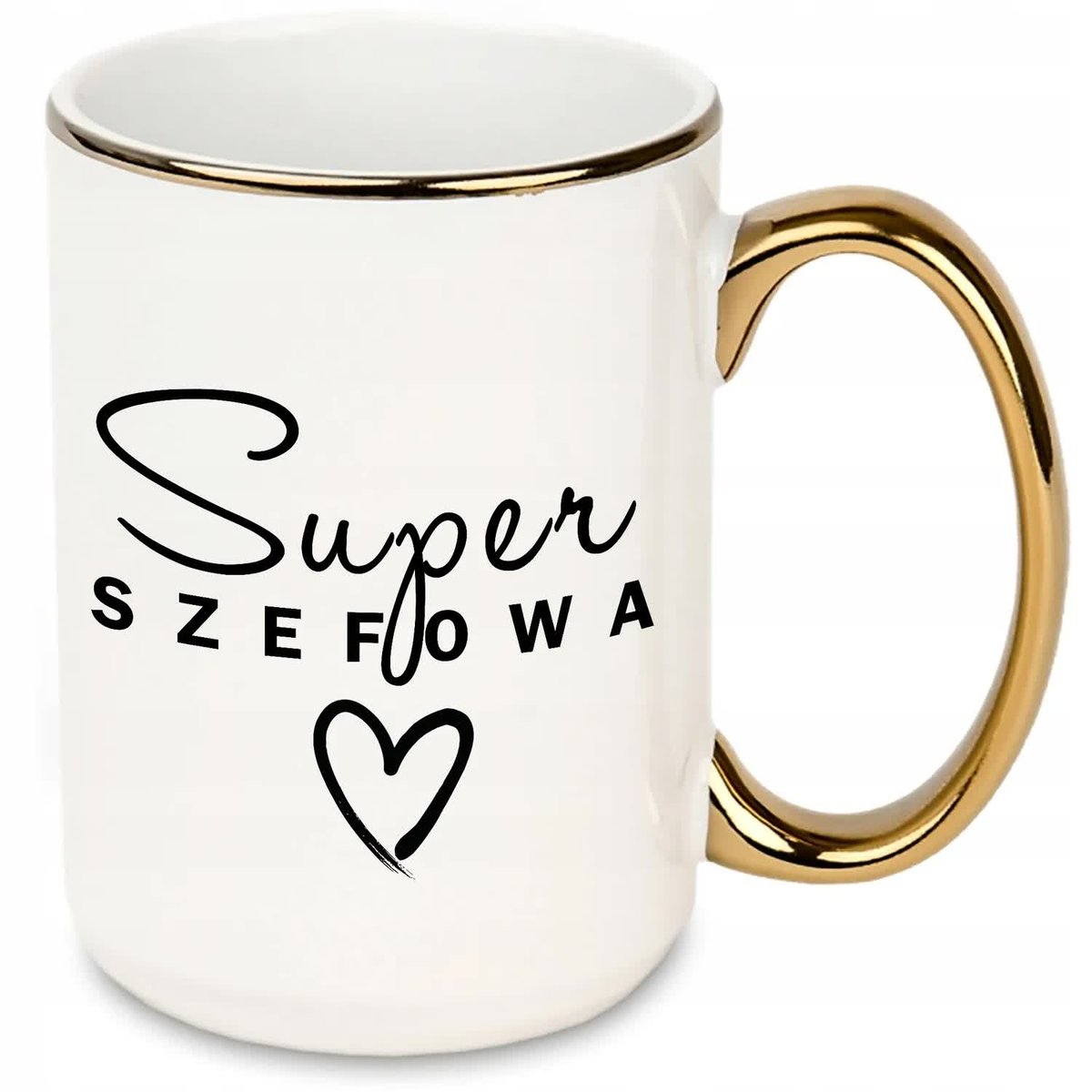 DUŻY Kubek XXL ZŁOTE Ucho i Rant SUPER SZEFOWA MiX