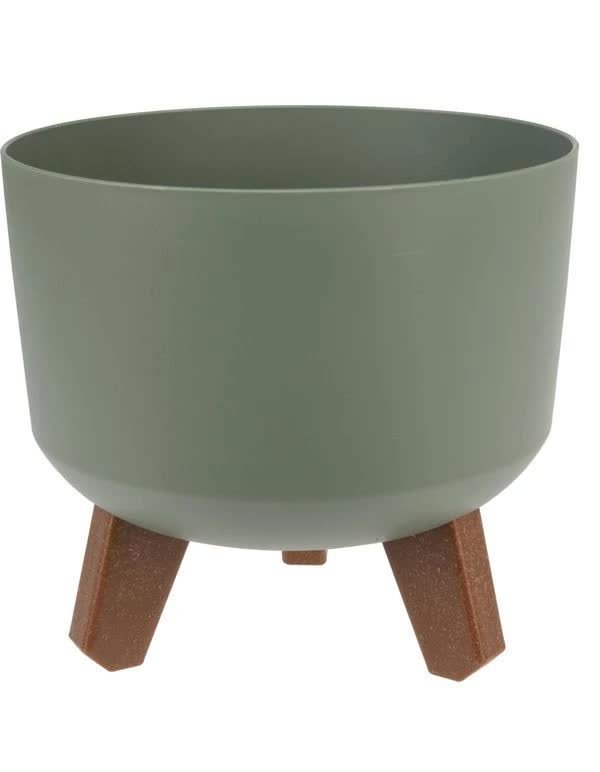 Plastikowa Donica Ogrodowa z Nóżkami – 20 x 20 x 17,4 cm Zielona