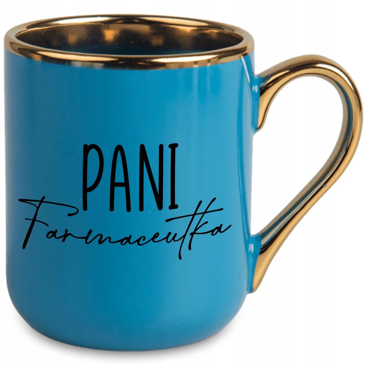 KUBEK ELEGANT NIEBIESKI IDEALNY PREZENT DLA PANI FARMACEUTKA JAKOŚĆ WZORY