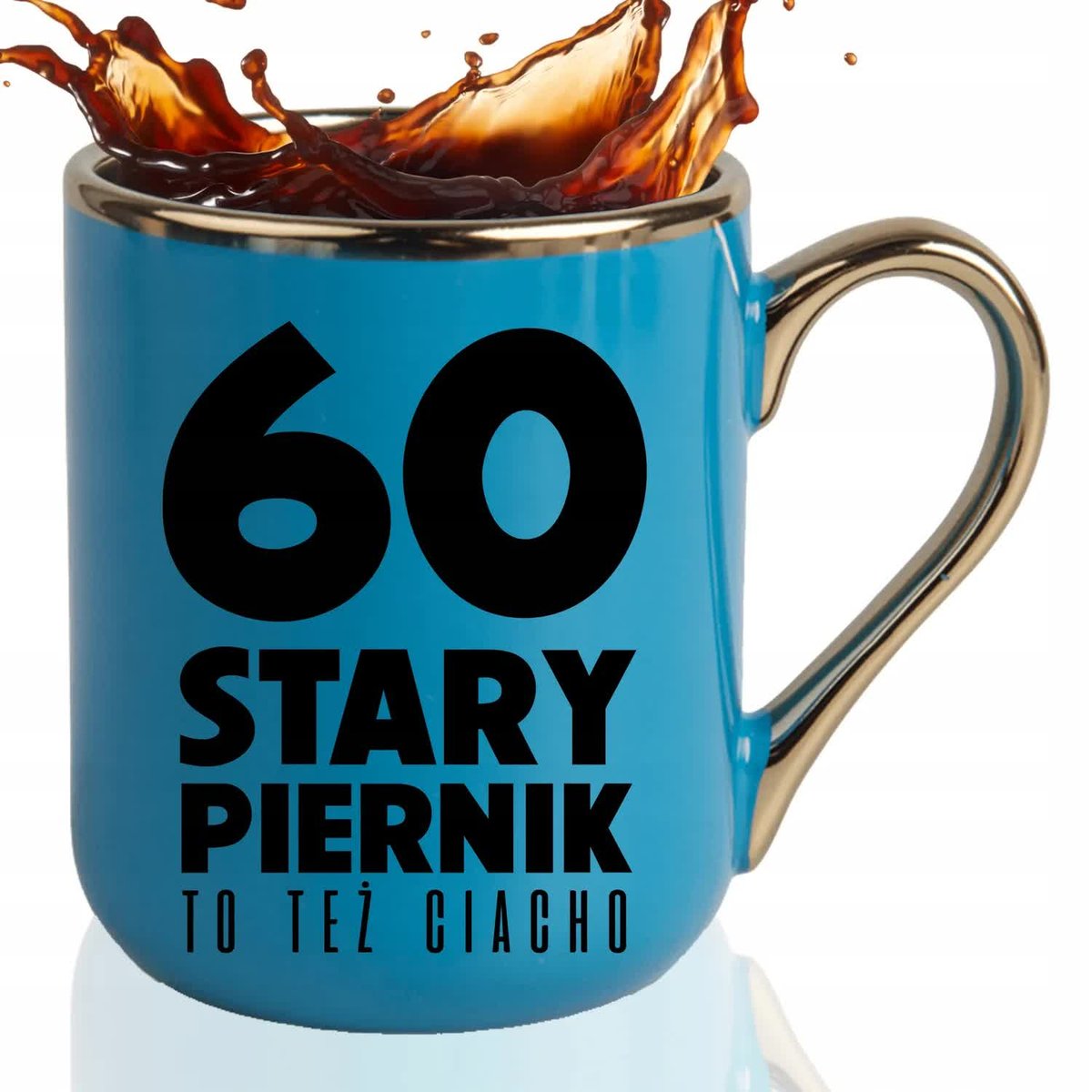 KUBEK ELEGANT Niebieski Prezent STARY PIERNIK 30 40 50 LAT Imię Wzory