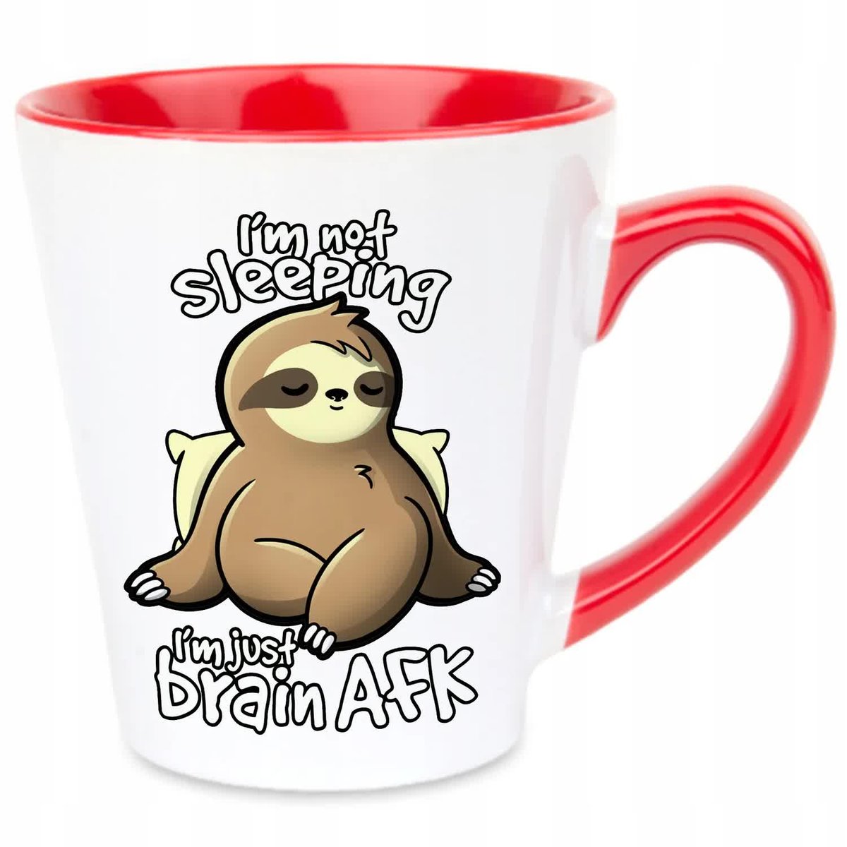 Kubek Latte Czerwono Biały IM NOT SLEEPING 350 ml Na Prezent Zabawne Wzory
