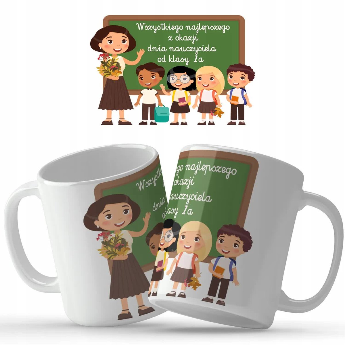 Kubek Biały Prezent NA DZIEŃ NAUCZYCIELA IMIĘ Wz
