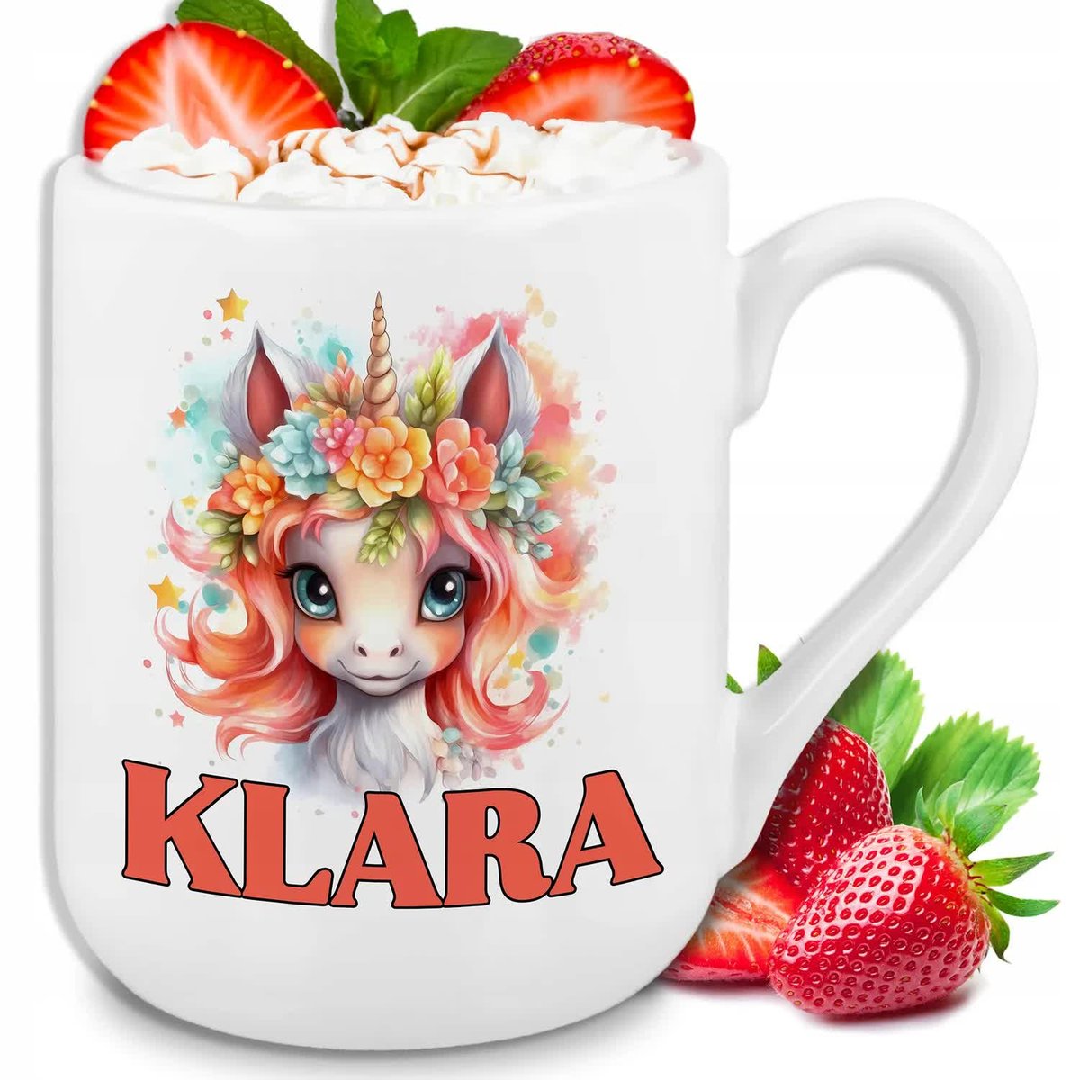 KUBEK PERSONALIZOWANY URODZINOWY PRZENT DZIEWCZYNKI JEDNOROŻEC TWOJE IMIĘ