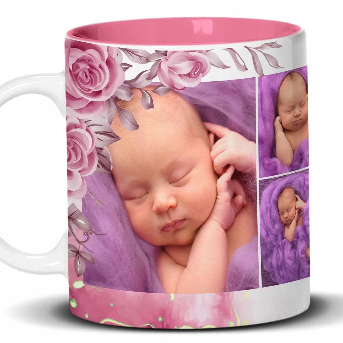 Kubek Z Nadrukiem NA PIERWSZY DZIEŃ MAMY Biało Różowy Kreator