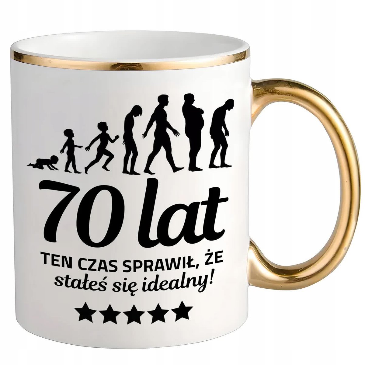 KUBEK ZŁOTY PREZENT NA 70 URODZINY TEN CZAS SPRAWIŁ ŻE JESTEŚ IDEALNY WZ