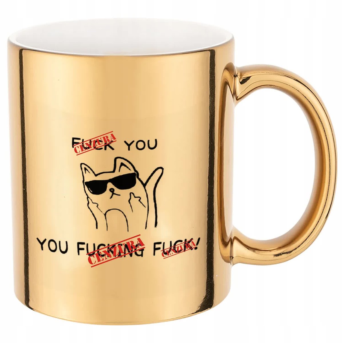 KUBEK ZŁOTY SUPER PREZENT F*CK YOU HARDCORE DLA KOLEGI KOLEŻANKI MIX WZORY