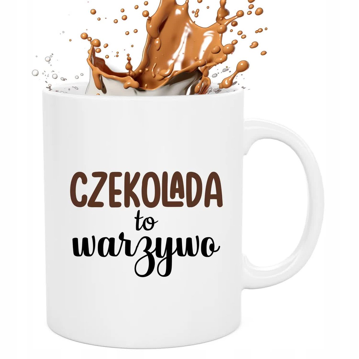 Kubek Biały CZEKOLADA TO WARZYWO 330ml Na Prezent Śmieszny Zabawne Wzory