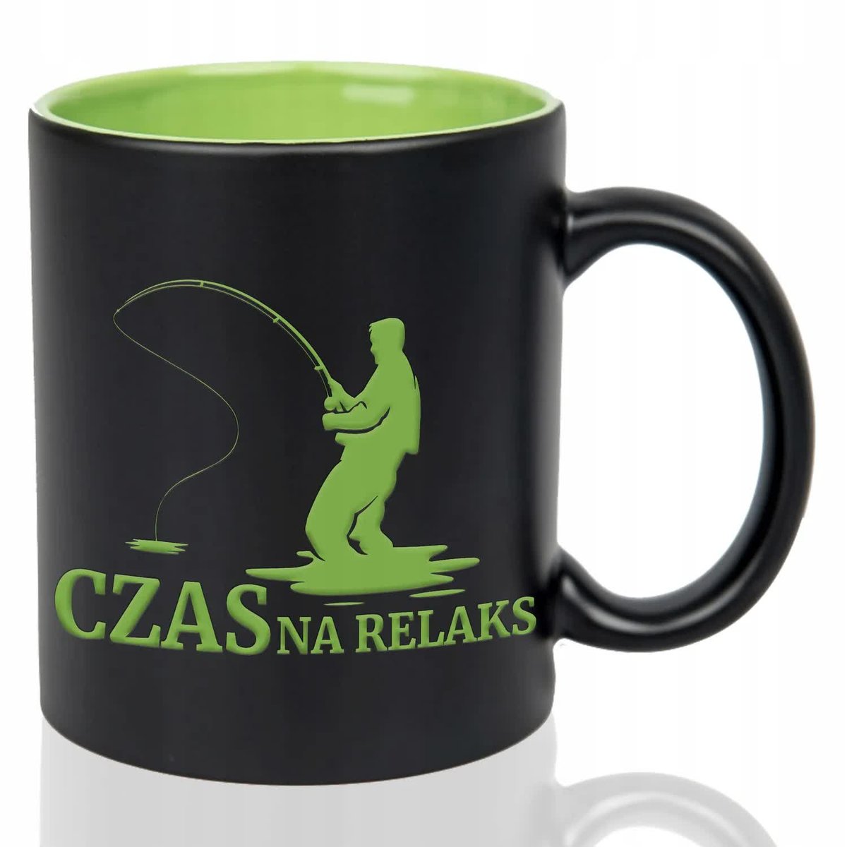 Kubek Grawer ZIELONE IDEALNY PREZENT DLA WĘDKARZA Czas na relaks mix Wzory