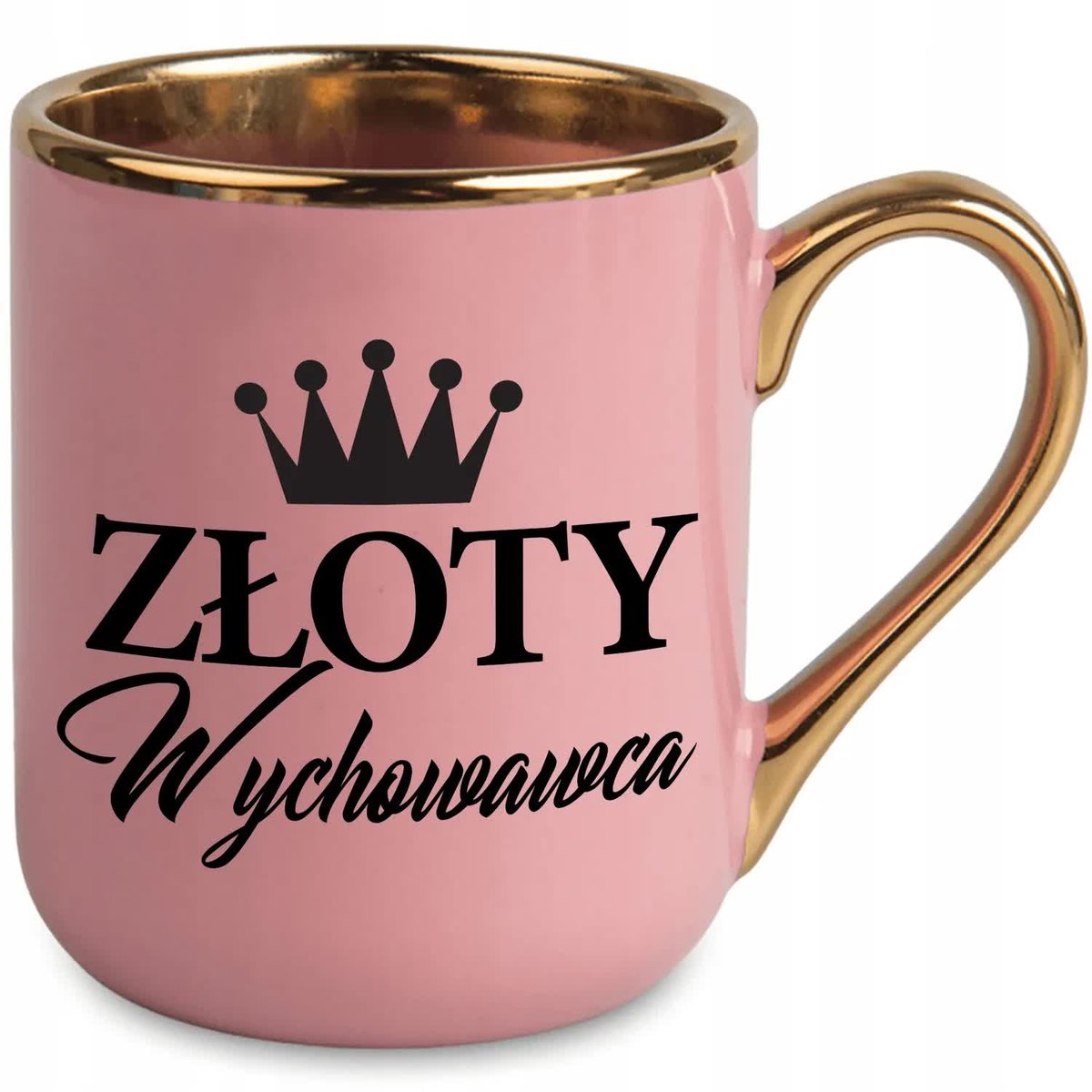 Kubek ELEGANT RÓŻOWY Prezent Dla Nauczyciela Złoty Wychowawca MIX WZORÓW
