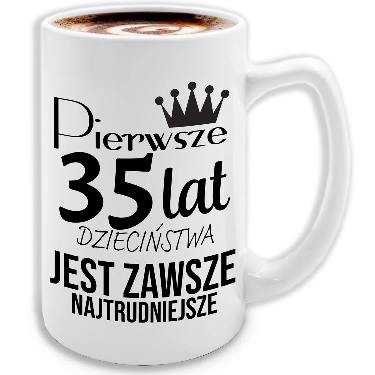 KUBEK DUŻY BIAŁY PREZENT NA 35 URODZINY ŚMIESZNY URODZINOWE PREZENTY WZORY