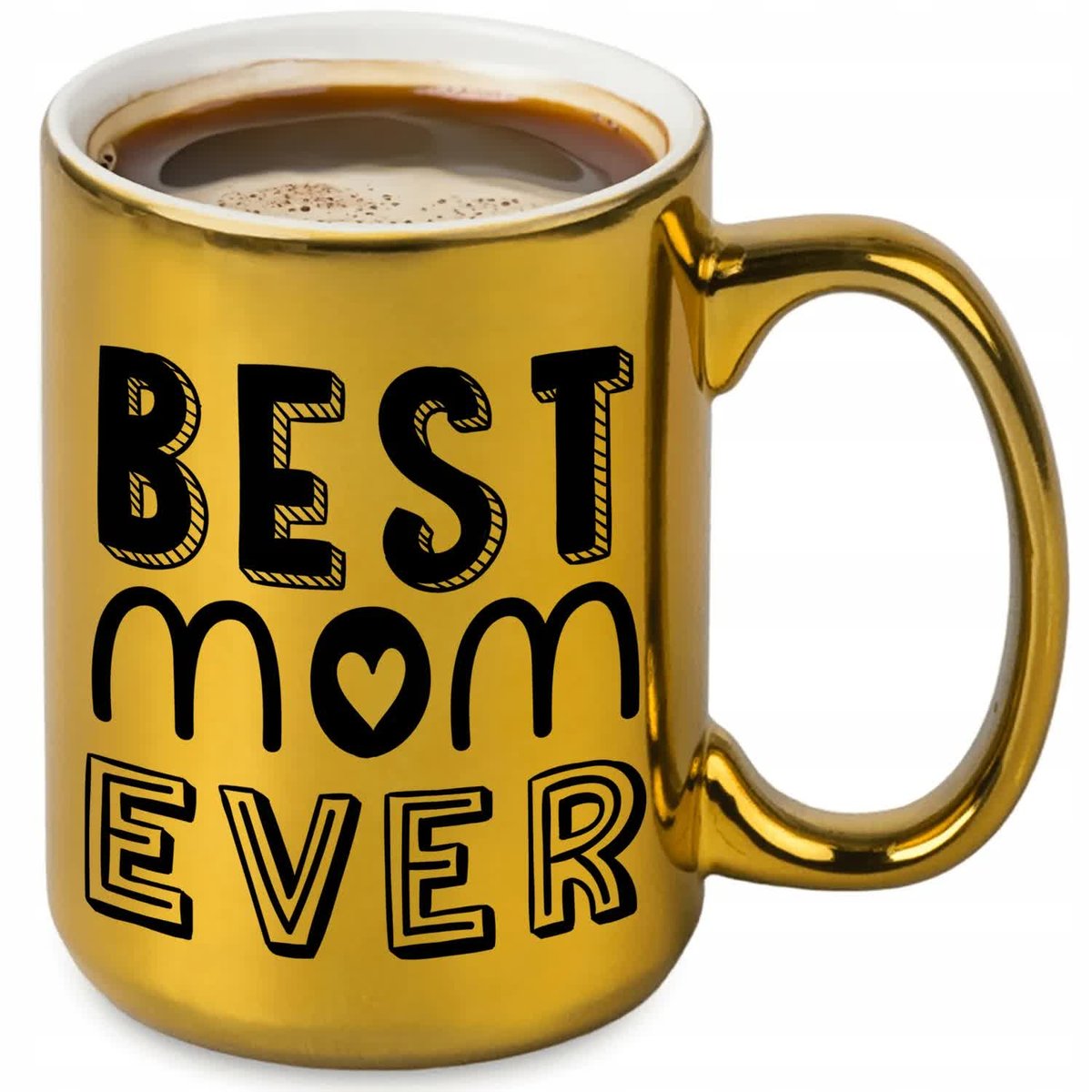 Kubek Duży Złoty Błyszczący BEST MOM EVER Prezent Dla Mamy Urodziny WZORY