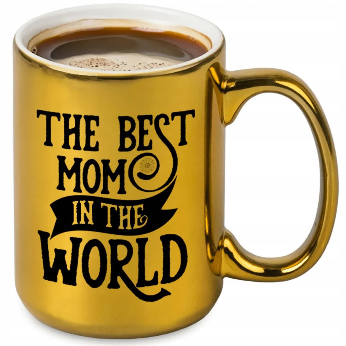 Kubek XXL Złoty Błyszczący THE BEST MOM IN THE WORLD Prezent Dla Mamy WZORY