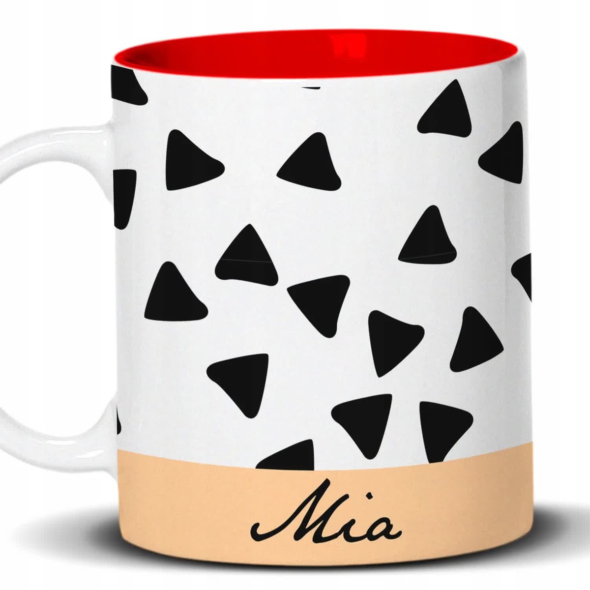 Kubek Z Nadrukiem TRÓJKĄCIKI WZORY TWOJE IMIĘ Biało Czerwony Kreator