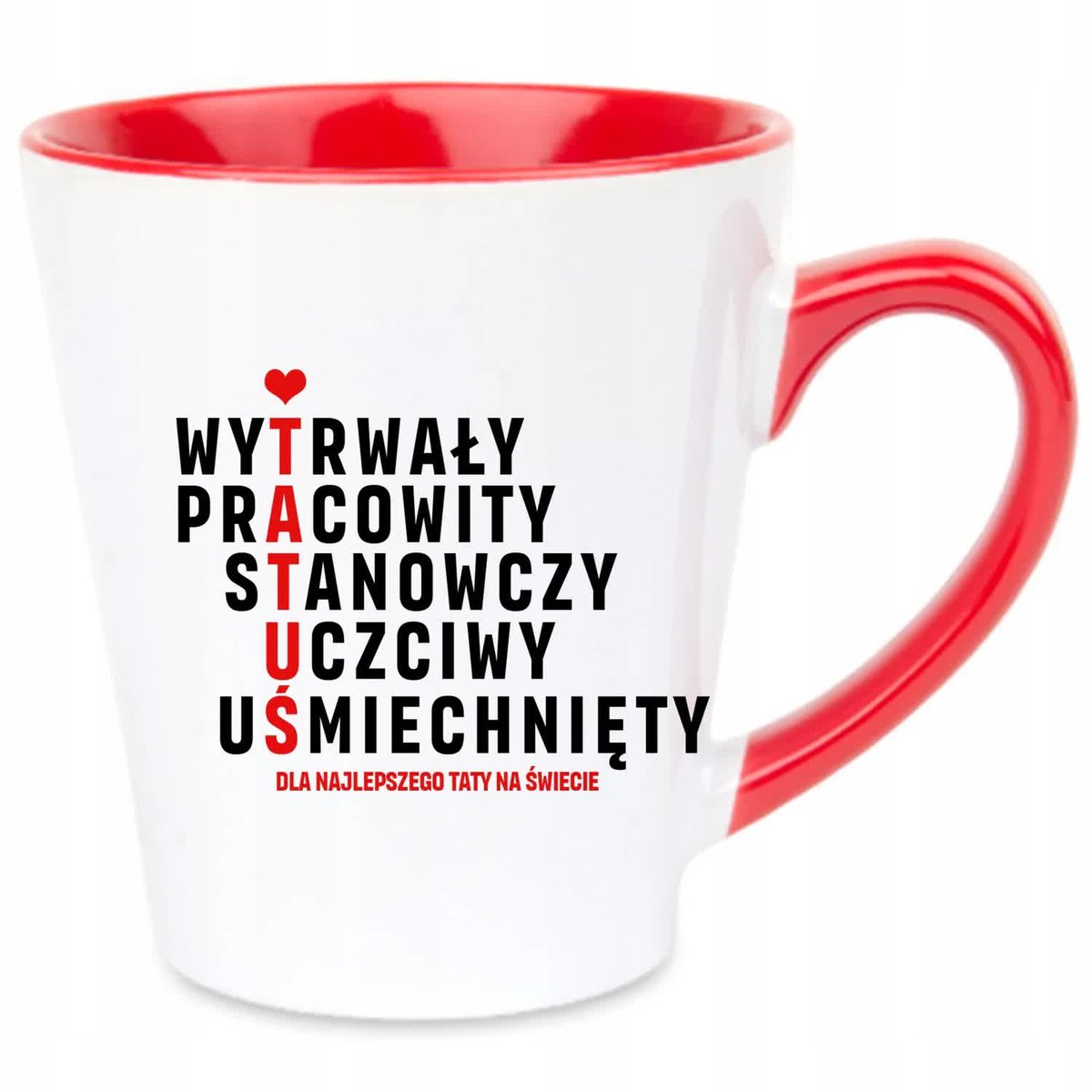 Kubek Latte Czerwono Biały DLA NAJLEPSZEGO TATY 350 ml Prezent Dla Taty Wz