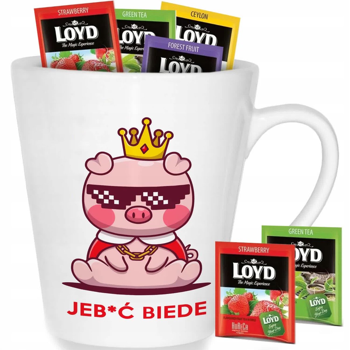 Kubek Biały Latte JEB*Ć BIEDĘ Do Pracy Na Co Dzień Zabawne Wzory