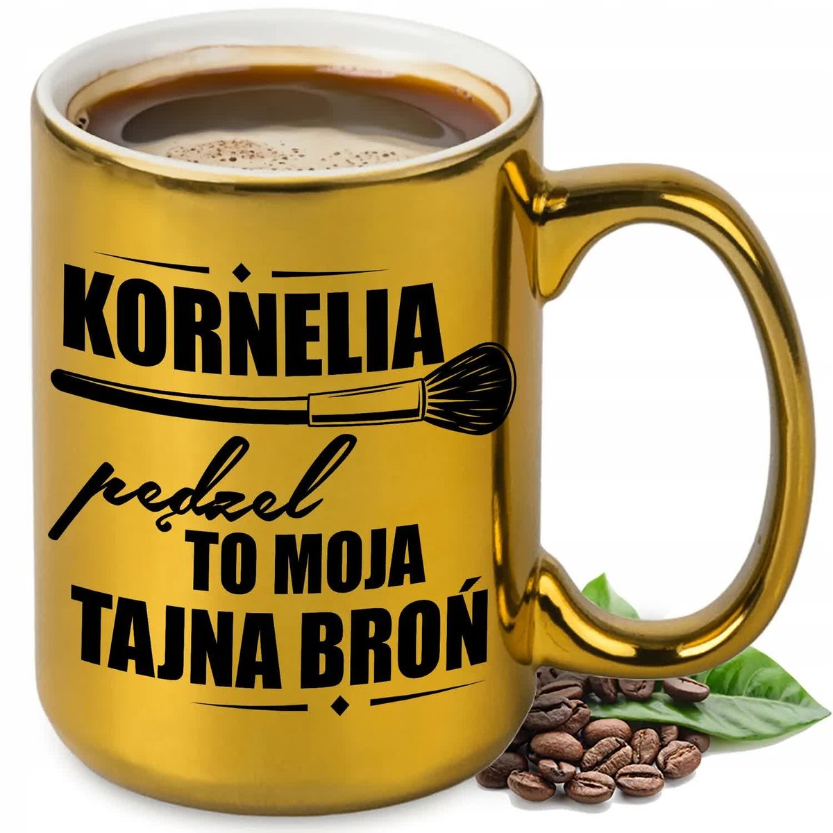 KUBEK XXL ZŁOTY PERSONALIZOWANY PREZENT DLA WIZAŻYSTKI TWOJE IMIĘ MIX WZORY