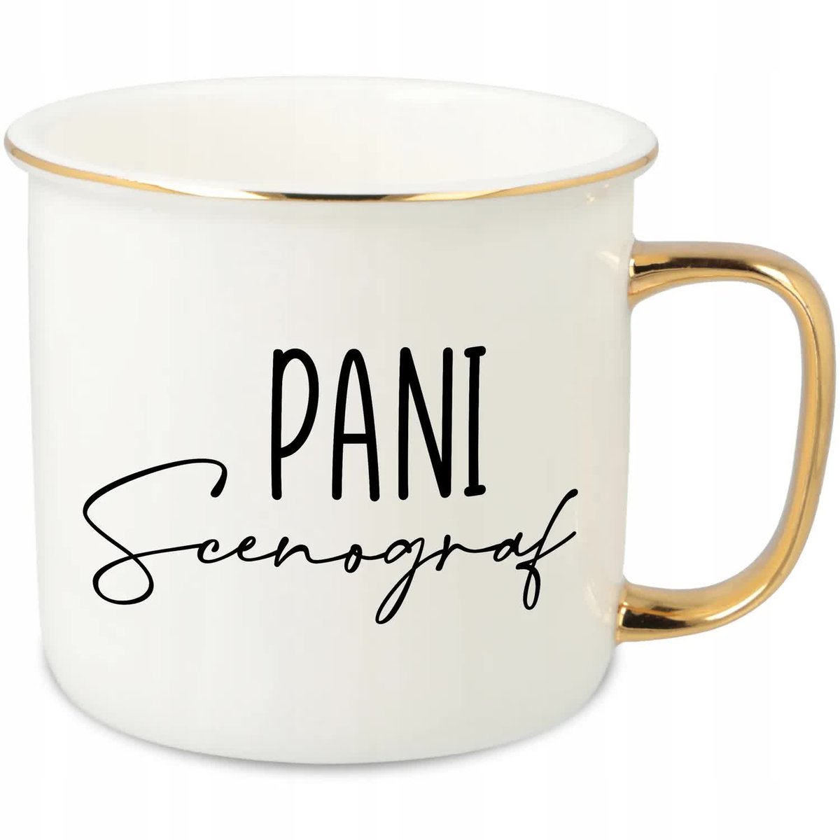 KUBEK UCHO RANT ZŁOTY PORCELANOWY RETRO 280ML PREZENT DLA SCENOGRAF WZORY