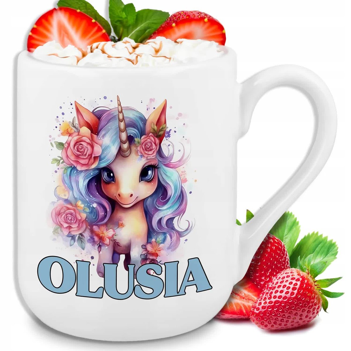 KUBEK PERSONALIZOWANY PREZENT NA URODZINY DLA DZIEWCZYNKI JEDNOROŻEC IMIĘ