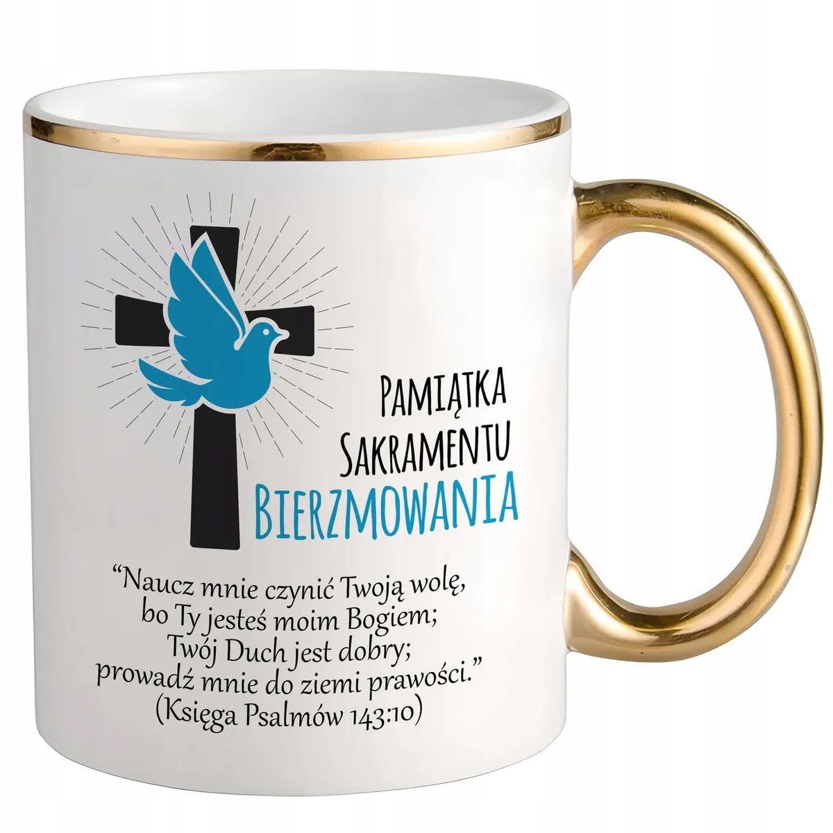 KUBEK BIAŁY PREZENT NA bierzmowanie PAMIĄTKA SAKRAMENTU BIERZMOWANIA WZORY