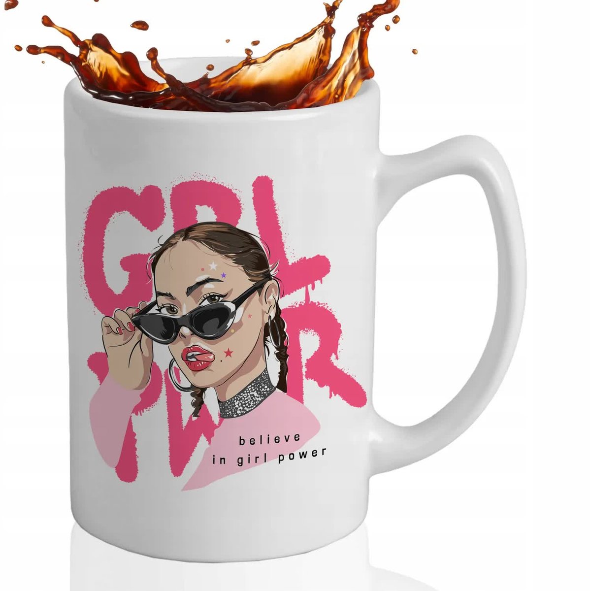 Kubek DUŻY BIAŁY XXL Na Prezent Dla Kobiety Dziewczyny GIRL POWER Wzory