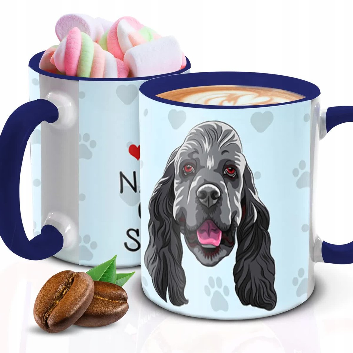 Kubek Z Nadrukiem DLA FANA COOKER SPANIELA Granatowo Biały Kreator