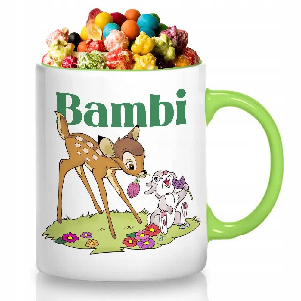 KUBEK ZIELONY Z Nadrukiem Prezent Urodziny Dla Fana Jelonka BAMBI Wzory