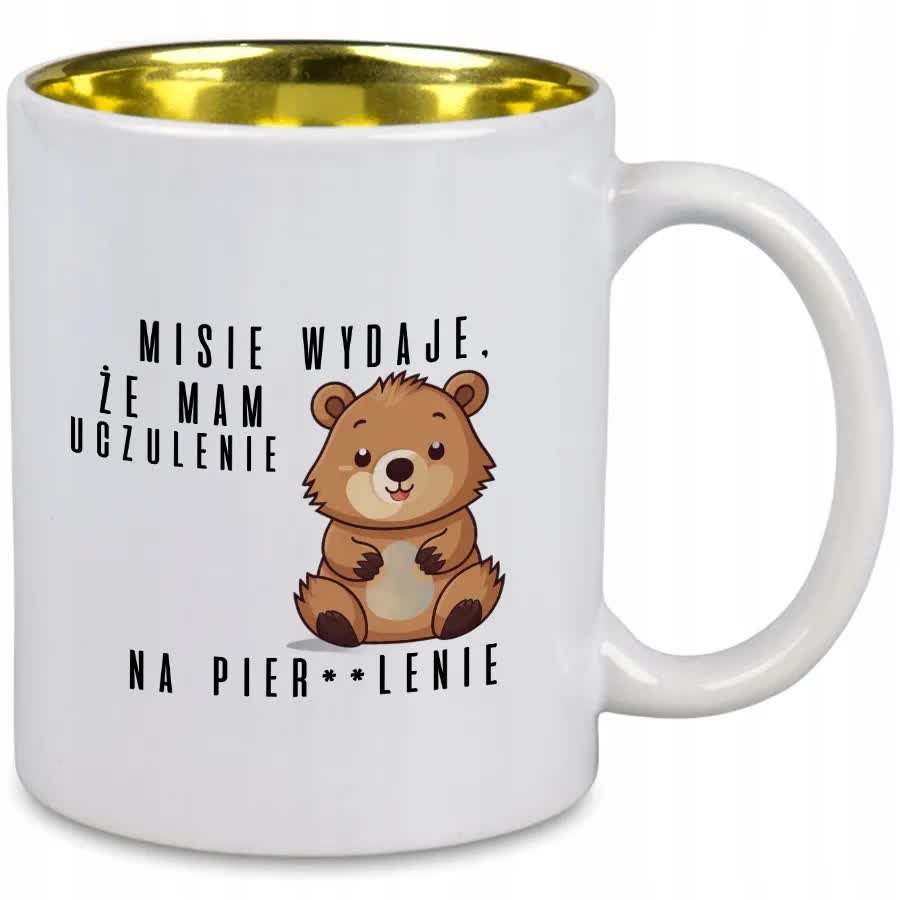 KUBEK Z NADRUKIEM UCZULENIE NA PIER**LENIE Złote Wnętrze