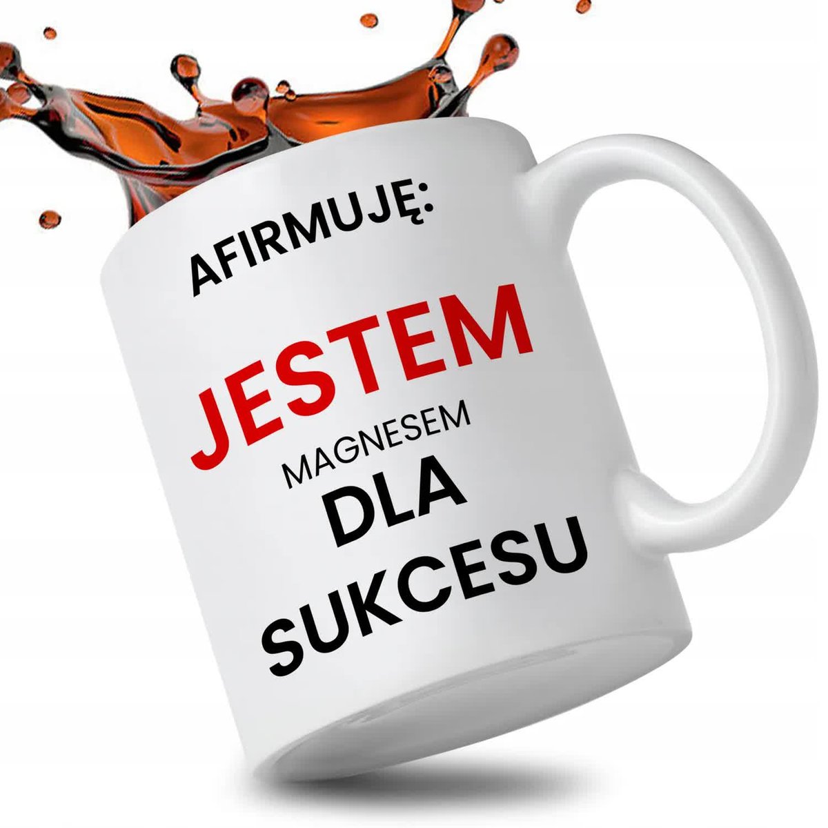 KUBEK BIAŁY IDEALNY PREZENT VIRAL AFIRMACJA MAGNES NA SUKCES WZORY