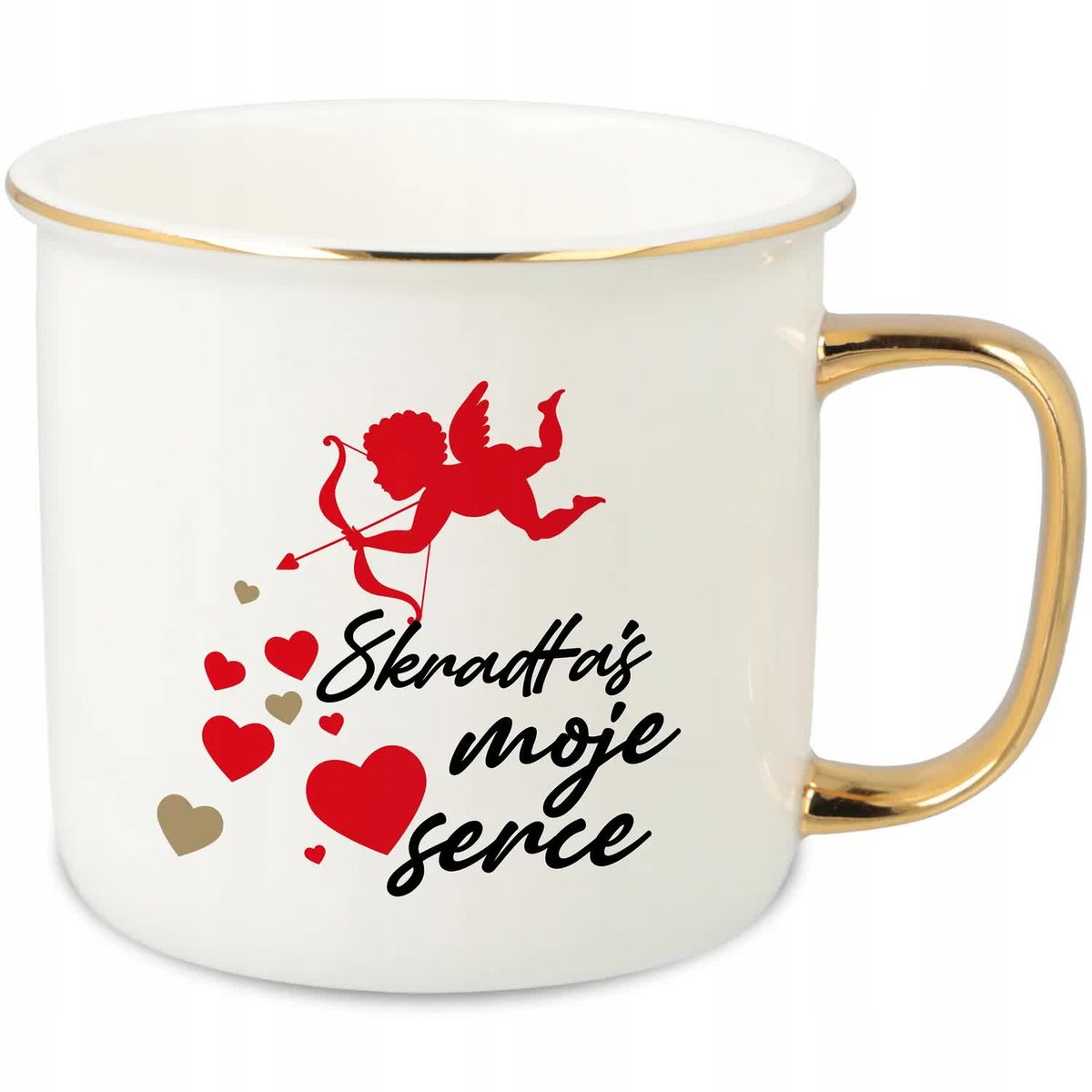 KUBEK UCHO RANT ZŁOTY PORCELANOWY RETRO 280ML PREZENT DLA ŻONY MIX WZORY