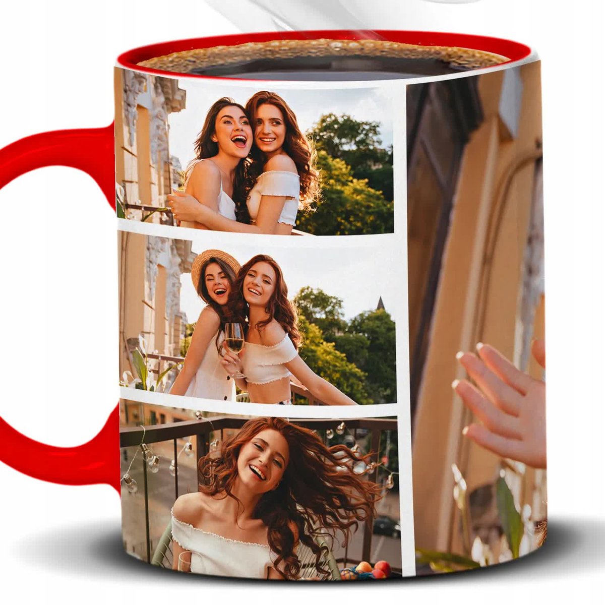 Kubek Z Nadrukiem PREZENT Z WŁASNYMI ZDJĘCIAMI Czerwono Biały Kreator