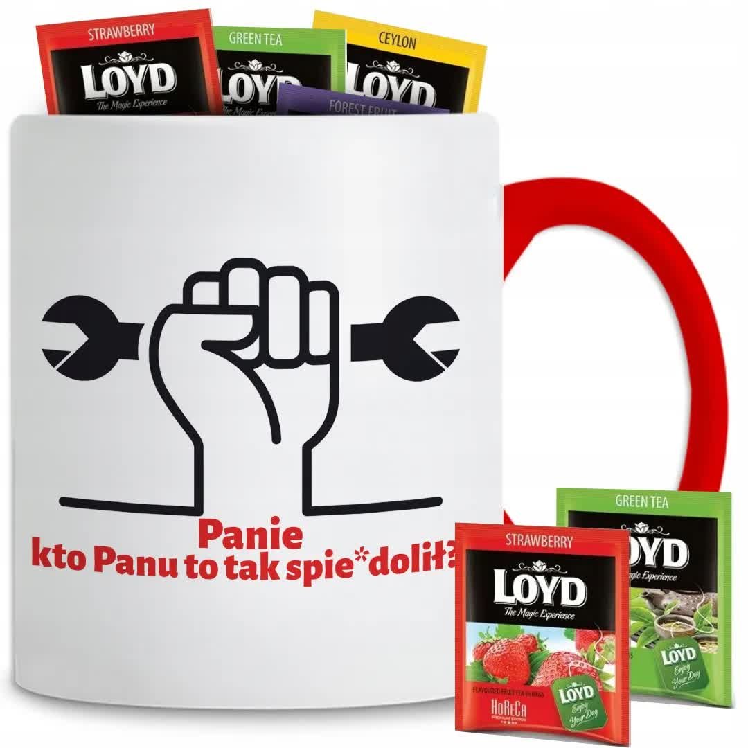 Kubek Z Nadrukiem KTO TO PANU TAK SPIE*DOLIŁ Czerwono Biały