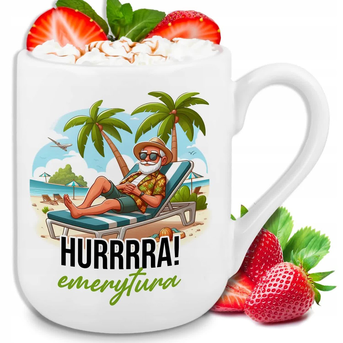 Kubek Biały Prezent DLA EMERYTKI HURRRA EMERYTURA Taty Dziadka Męża Wzory