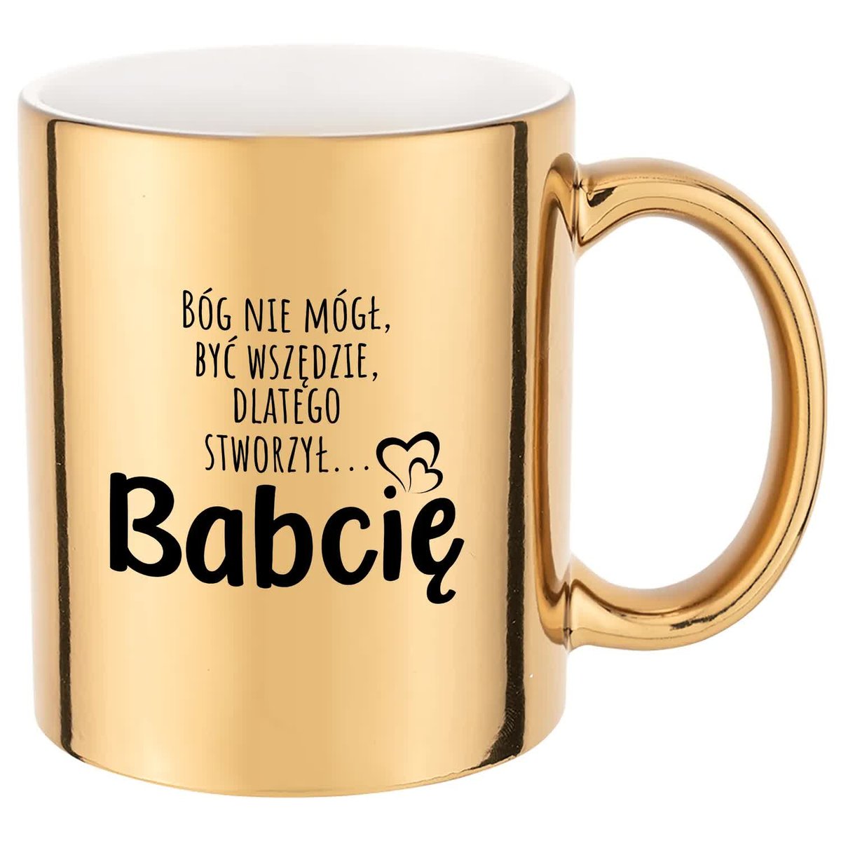Kubek Złoty Błyszczący BÓG STWORZYŁ BABCIĘ Prezent Dla Dziadków i Babć Wz