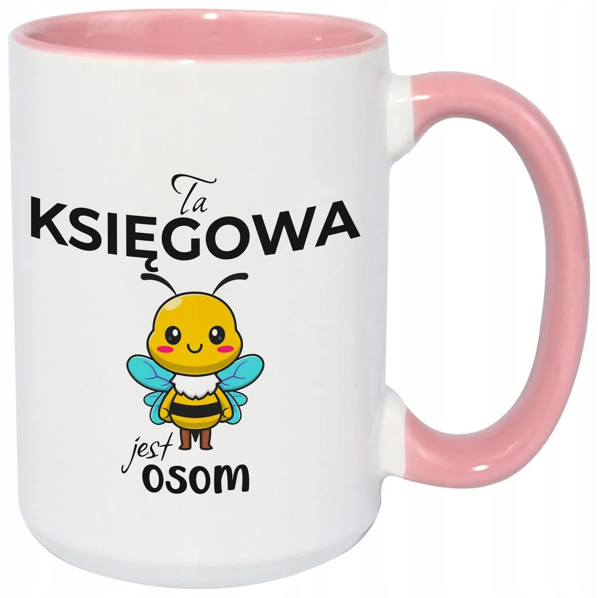 Kubek Z Nadrukiem TA KSIĘGOWA JEST OSOM Na Prezent Biało Różowy