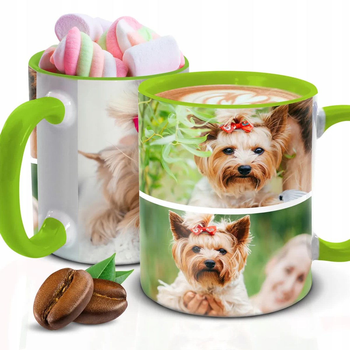 Kubek Z Nadrukiem WŁASNE GRAFIKI NA PREZENT Zielono Biały Kreator