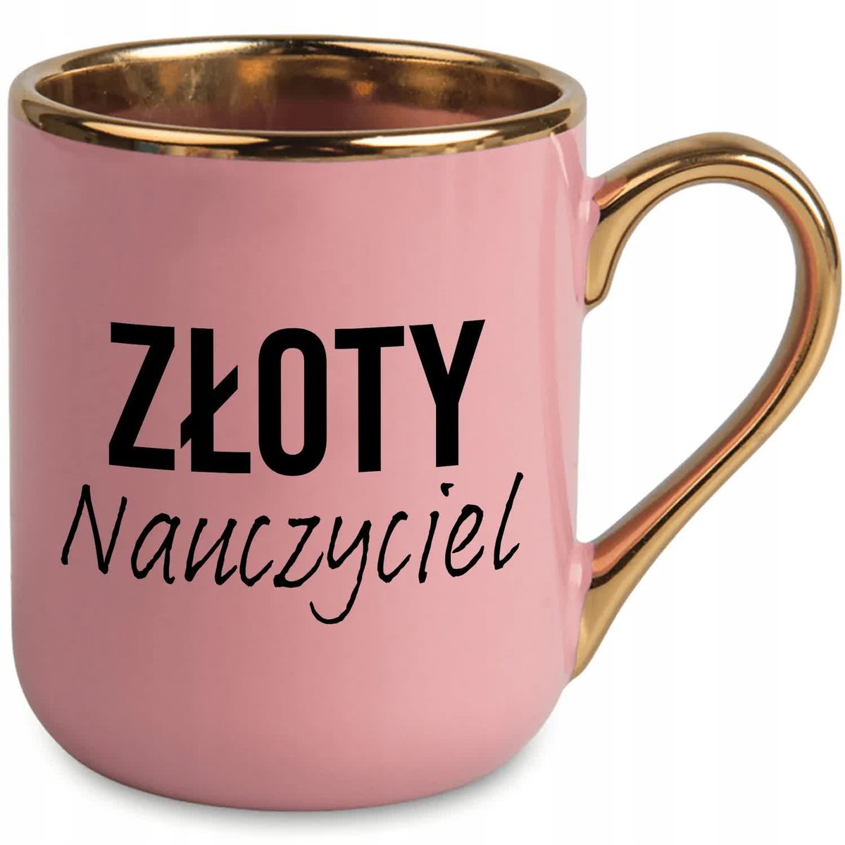 Kubek ELEGANT RÓŻOWY Prezent Dla Nauczyciela Złoty Nauczyciel MIX WZORÓW