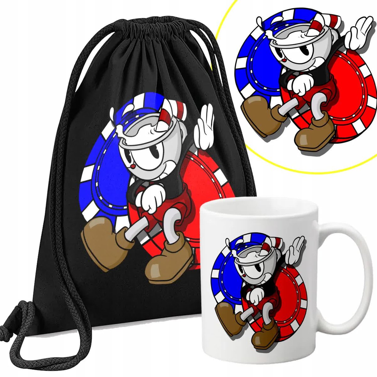 Personalizowany Zestaw Worek + Kubek CUPHEAD Wzory