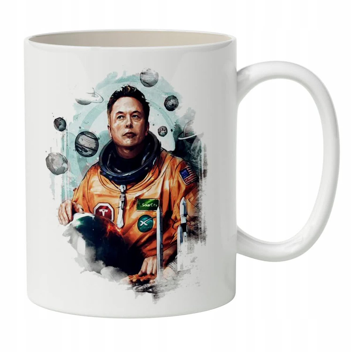 Kubek Biały Praktyczny Prezent ELON MUSK Top WZORY
