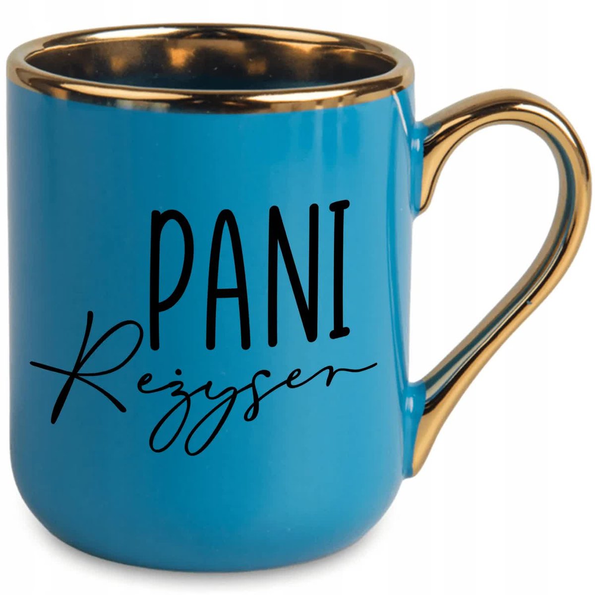 KUBEK ELEGANT NIEBIESKI IDEALNY PREZENT DLA PANI REŻYSER SUPER JAKOŚĆ WZORY