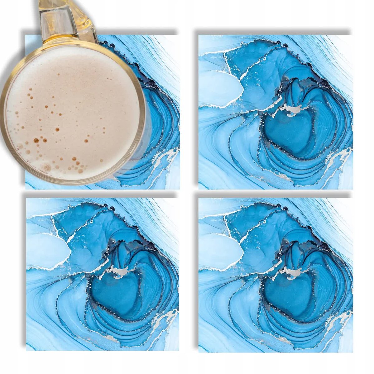 Zestaw Podkładki Szklane pod Kubek 4 Szt Mix Wzory