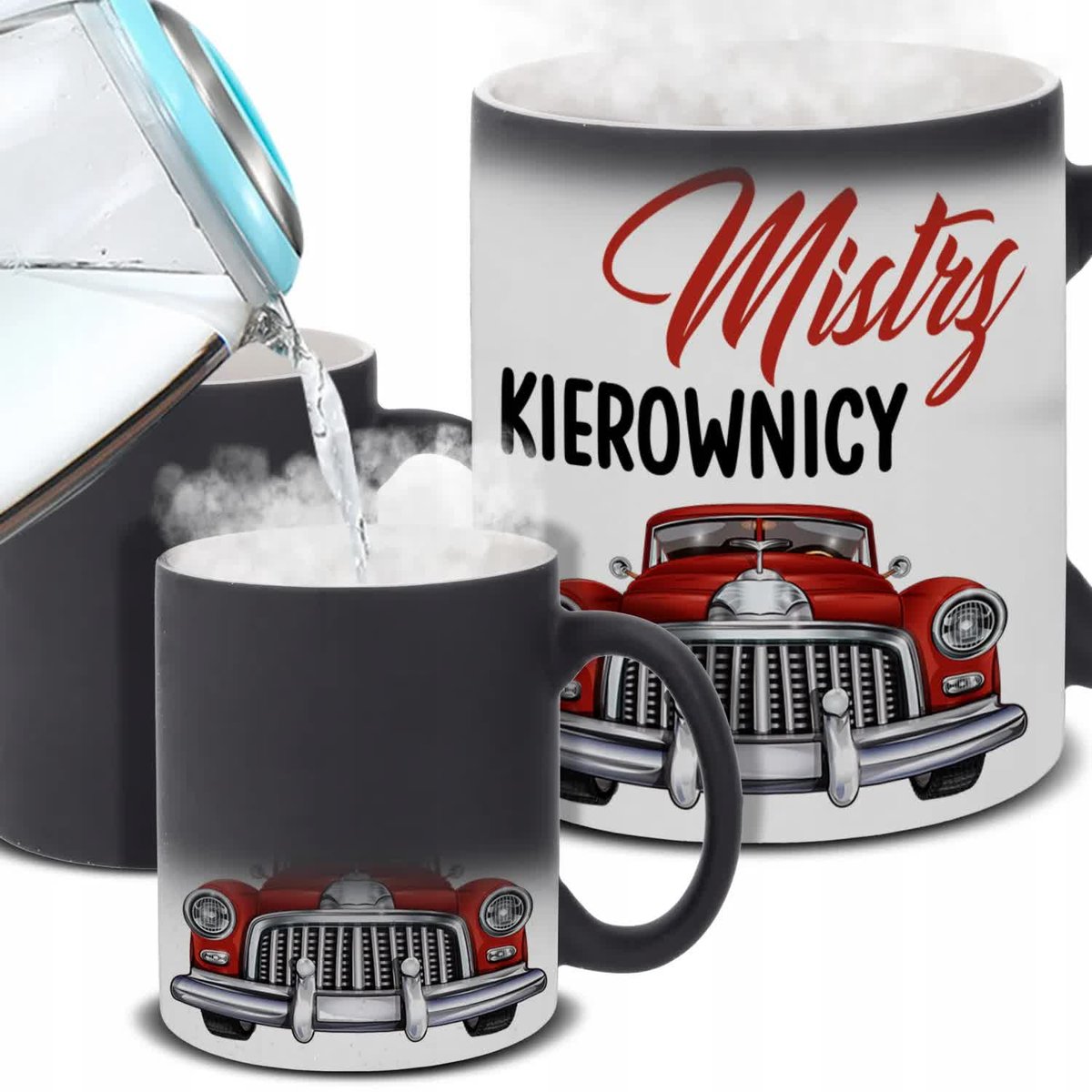 Kubek Magiczny MISTRZ KIEROWNICY Na Prezent Na Co Dzień Zabawne Wzory