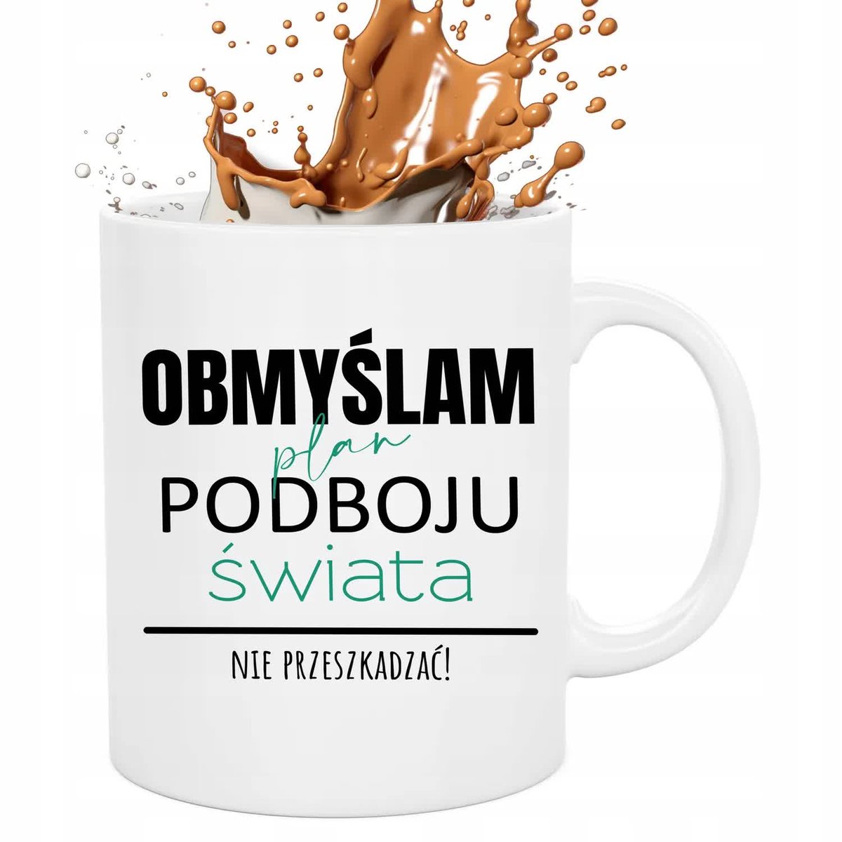 Kubek Biały PLAN PODBOJU ŚWIATA 330ml Prezent Śmieszny Zabawne Wzory