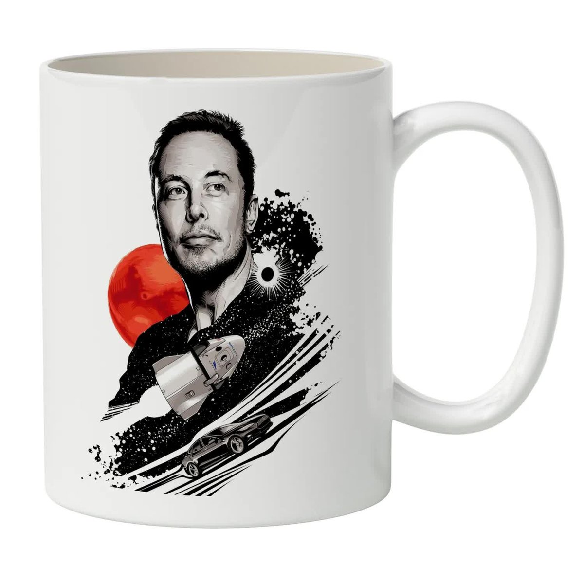 Kubek Biały Praktyczny Prezent ELON MUSK Top WZORY