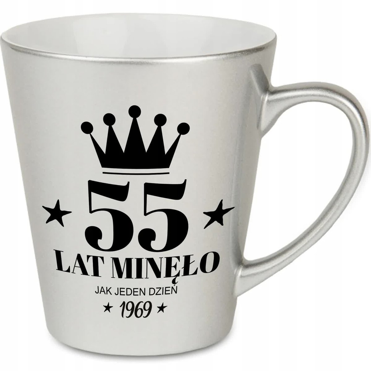 KUBEK LATTE SREBRNY IDEALNY PREZENT NA 55 URODZINY ROCZKNIK 1969 MIX WZORY