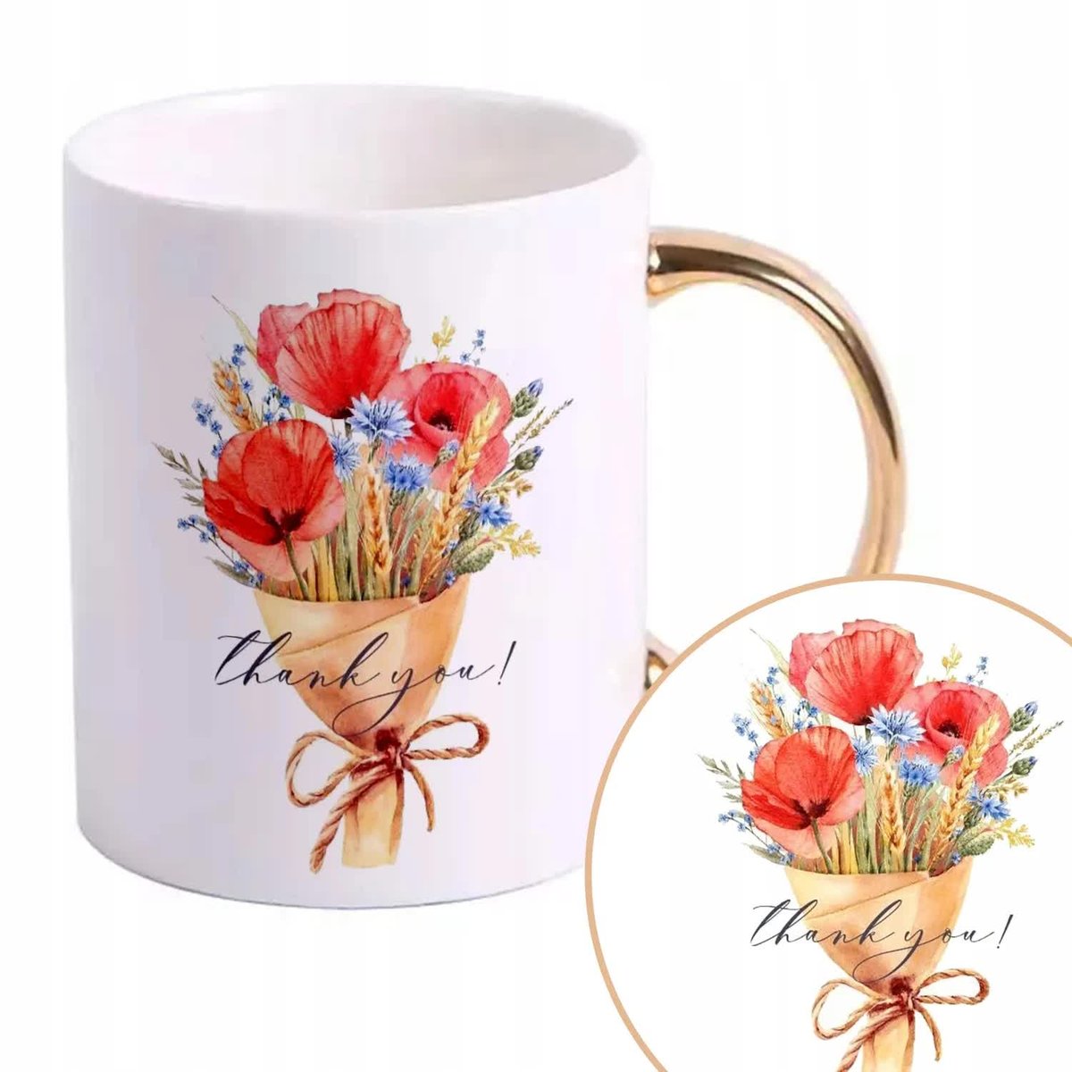 Kubek Złoty Na Prezent Urodziny THANK YOU Wzory