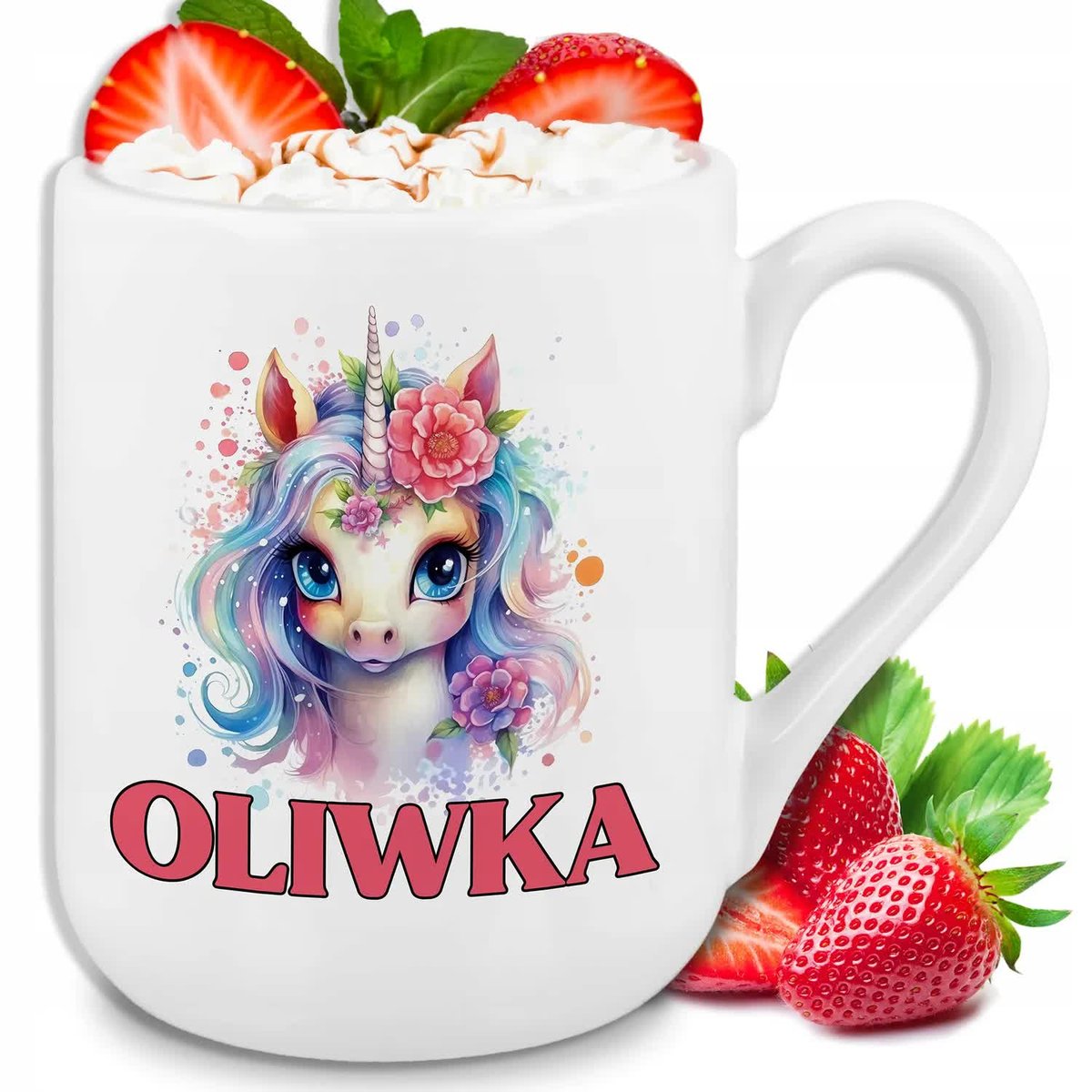 KUBEK PERSONALIZOWANY URODZINOWY PRZENT DLA DZIEWCZYNKI JEDNOROŻEC IMIĘ