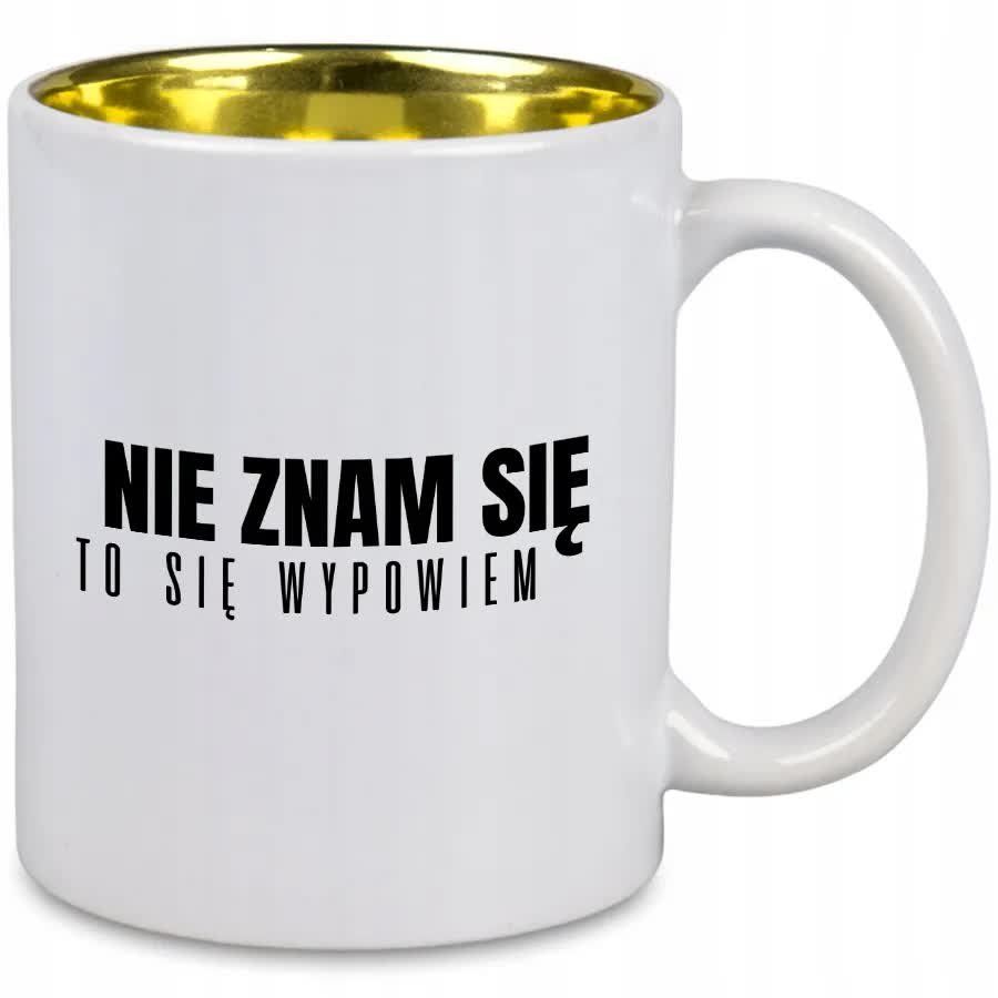 KUBEK Z NADRUKIEM NIE ZNAM SIĘ WYPOWIEM Złote Wnętrze