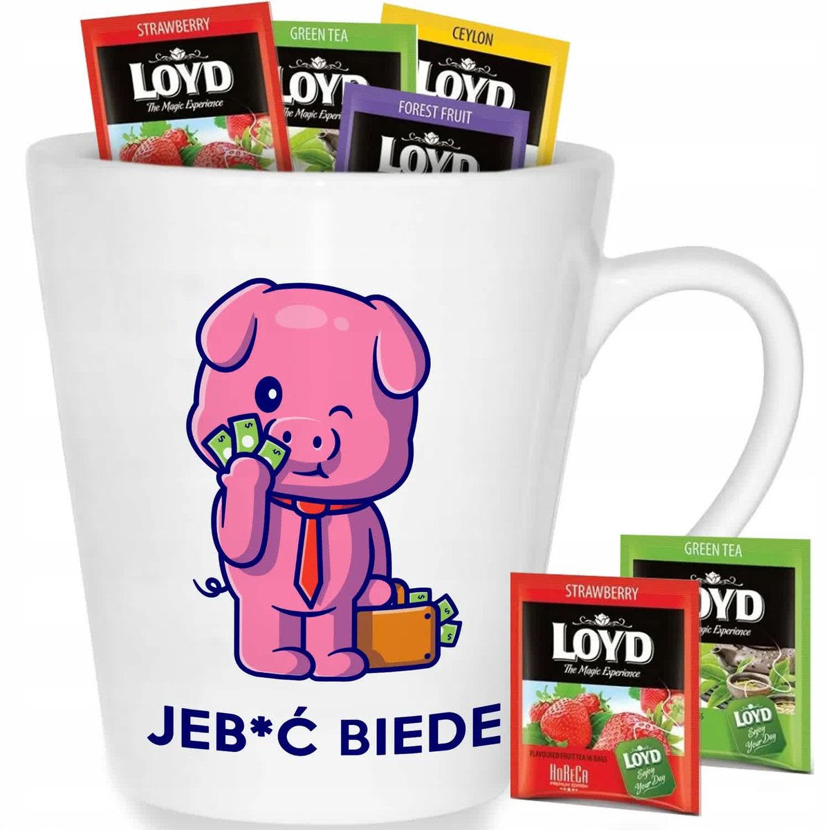 Kubek Biały Latte JEB*Ć BIEDĘ Do Pracy Na Co Dzień Zabawne Wzory