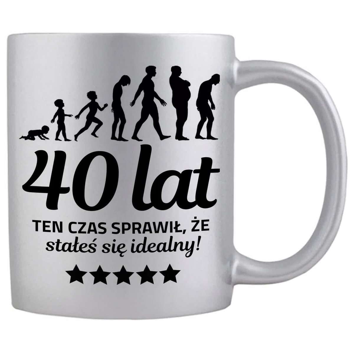 KUBEK SREBRNY PREZENT NA 40 URODZINY TEN CZAS SPRAWIŁ ŻE JESTEŚ IDEALNY WZ