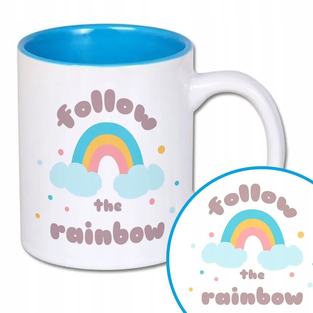 Kubek Niebieski Na Prezent RAINBOW Unikatowe Wz